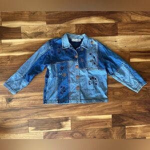 Sara Studio Denim Colorblock & Floral Jacket size XL